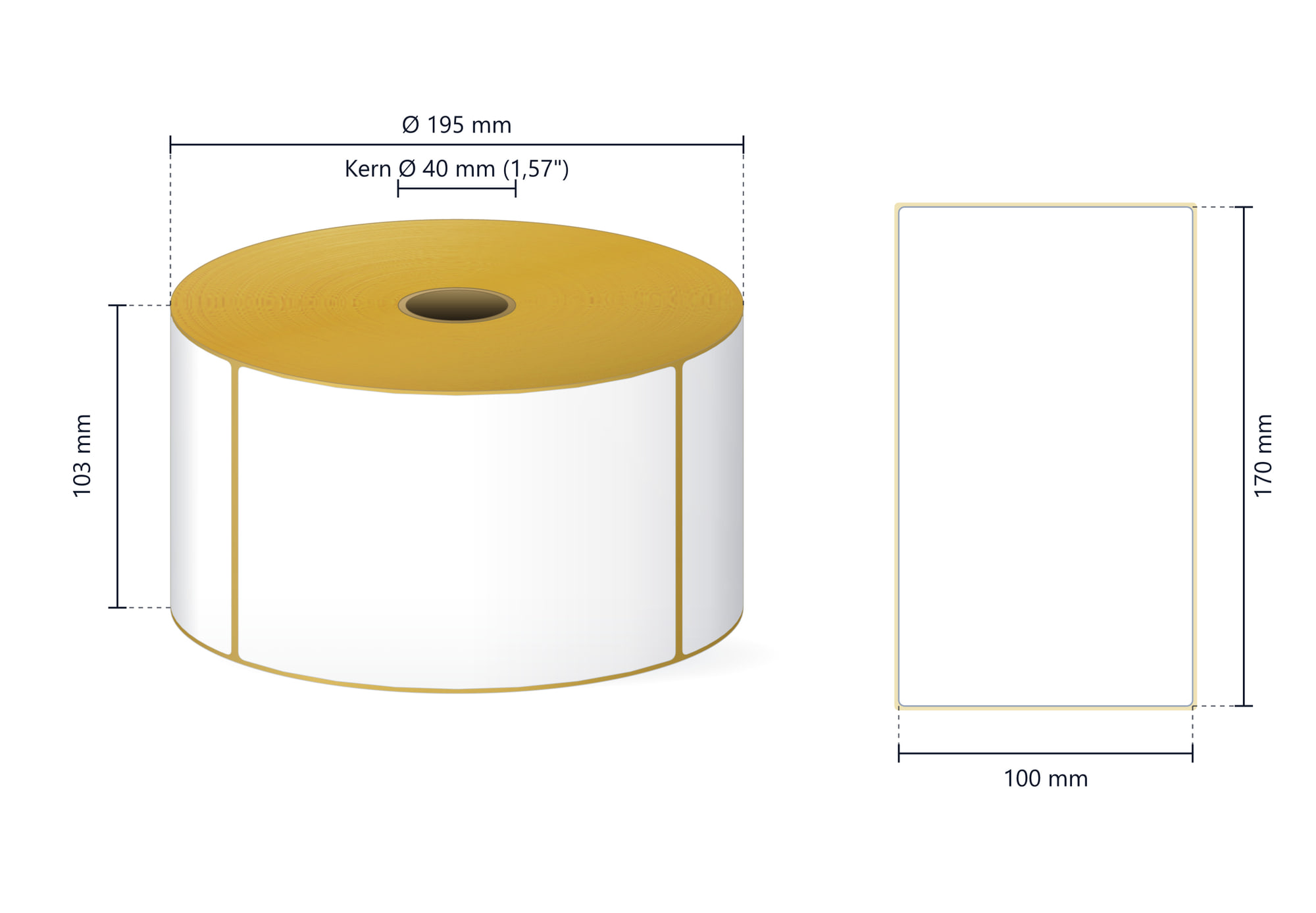 Rollenetikett Thermo ECO, 100x170 mm | 1100 Etiketten/Rolle