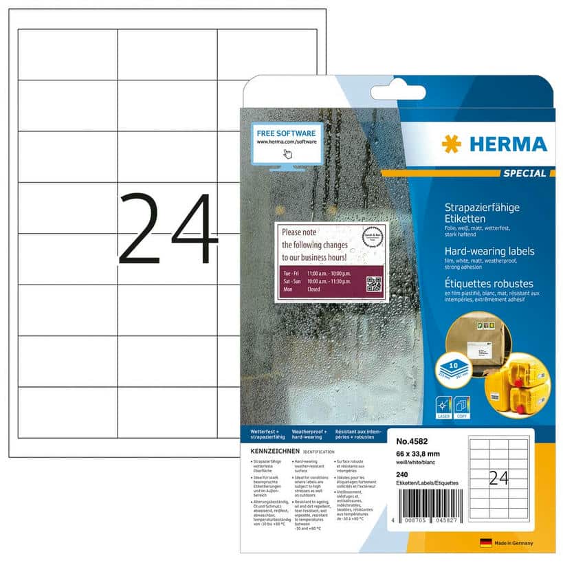 Wetterfeste Folien-Etiketten, extrem stark haftend – 66 x 33