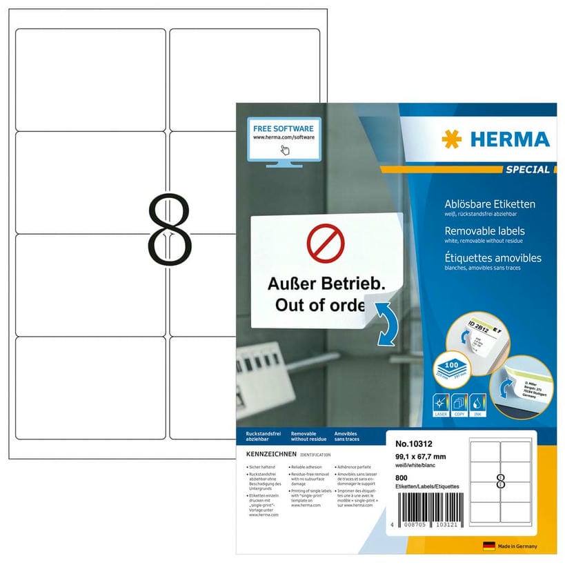 Adressetiketten, blickdicht, ablösbar – 99,1 x 67,7 mm