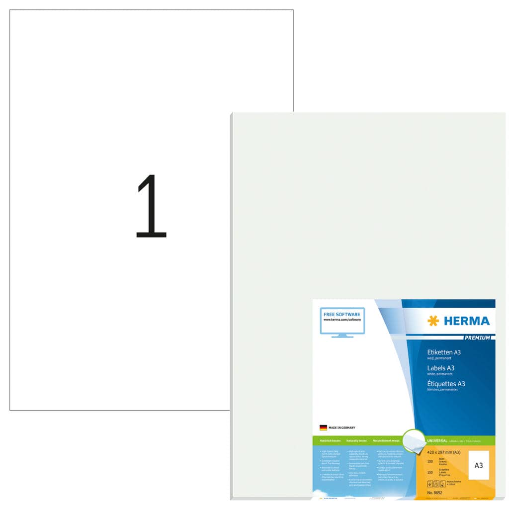 Premium Etiketten A3 weiß
