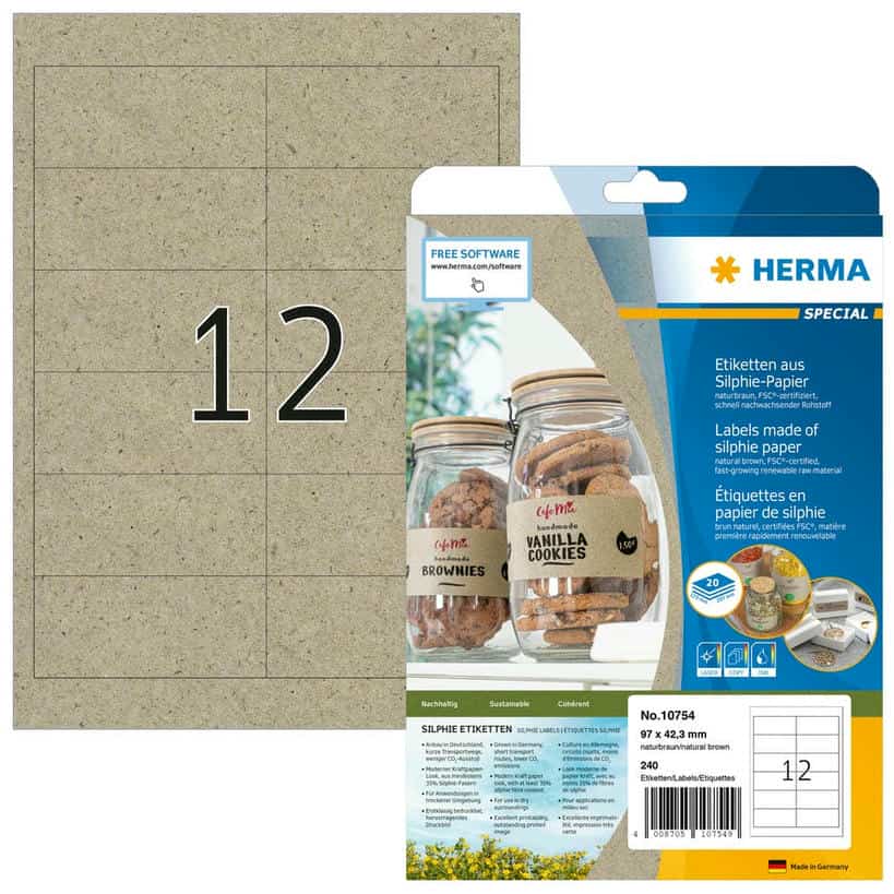 Etiketten aus Silphie-Papier, naturbraun