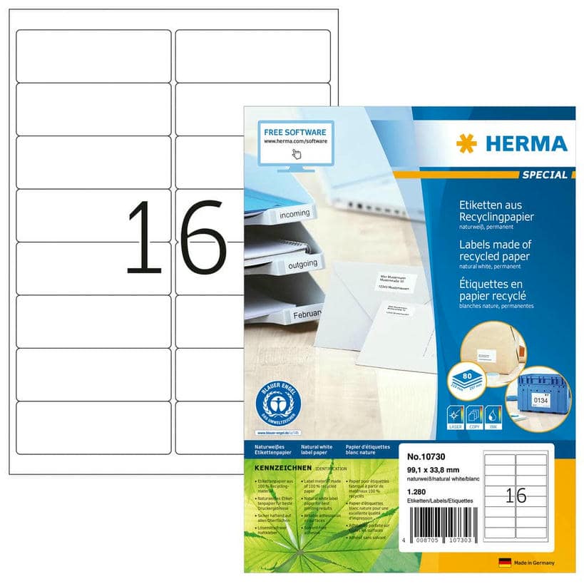 Etiketten aus Recyclingpapier