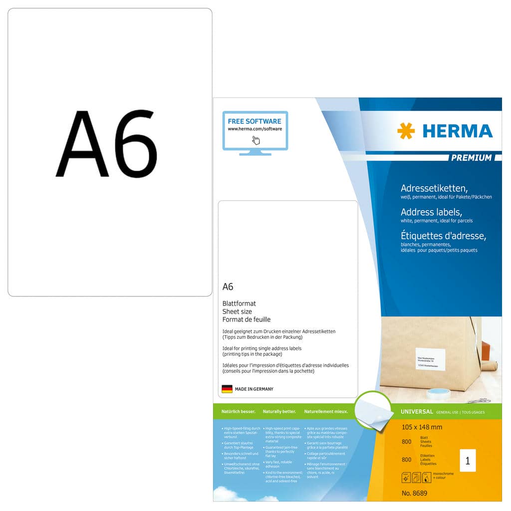 Adressetiketten PREMIUM, A6 weiß