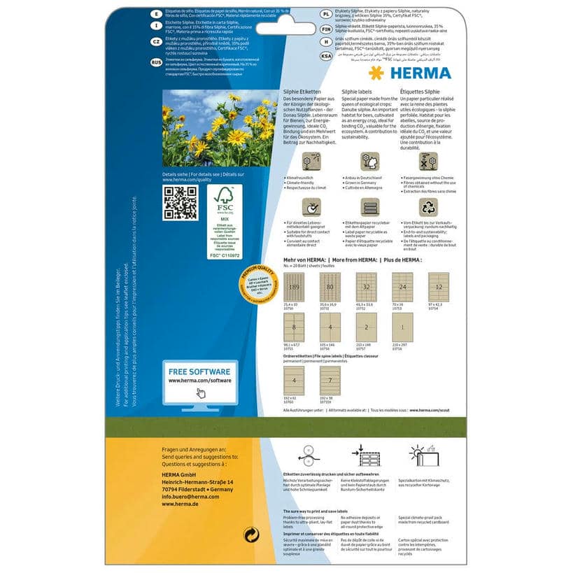 Etiketten aus Silphie-Papier, naturbraun – 99,1 x 67,7 mm