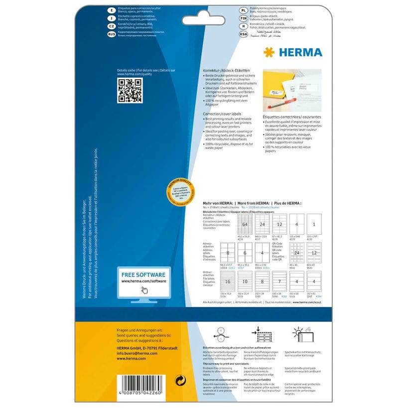 Korrektur-/AbdeckEtiketten, blickdicht – 48,3 x 16,9 mm