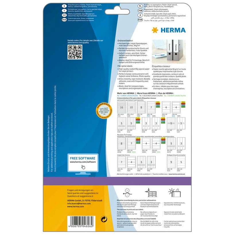 Ordner-Etiketten Inkjet – 192 x 61 mm