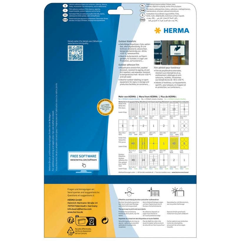 Wetterfeste Outdoor-Folienetiketten, extrem stark haftend, dehnfähig – 63,5 x 33,9 mm