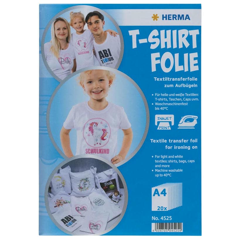 HERMA T-Shirt-Folie für helle Textilien – DIN A4 (20 Blatt)