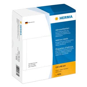 Adressetiketten für Schreibmaschinen, einzeln weiß – 130 x 80 mm