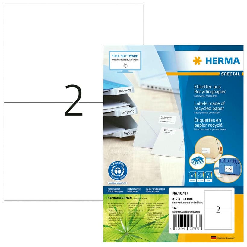 Etiketten aus Recyclingpapier – 210 x 148 mm