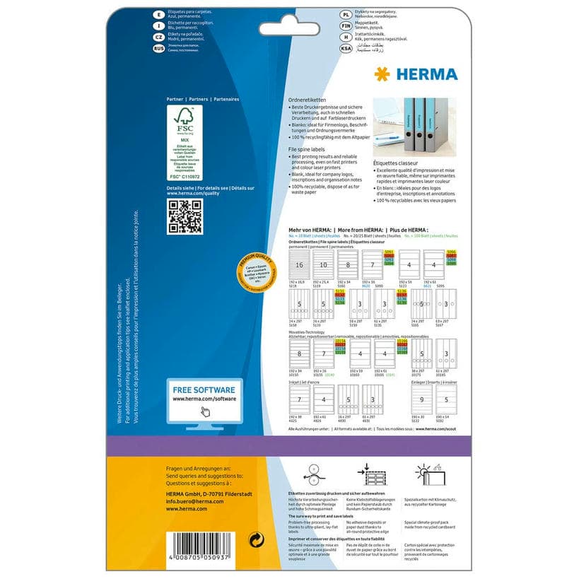 Ordner-Etiketten blau – 192 x 38 mm