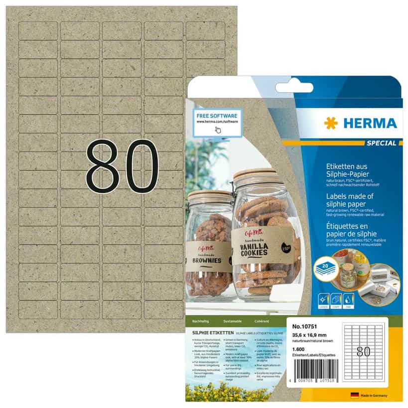 Etiketten aus Silphie-Papier, naturbraun