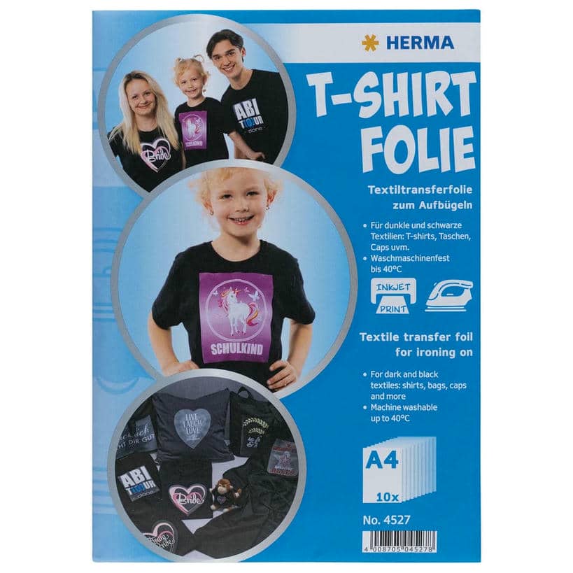 HERMA T-Shirt-Folie für dunkle Textilien – DIN A4 (10 Blatt)