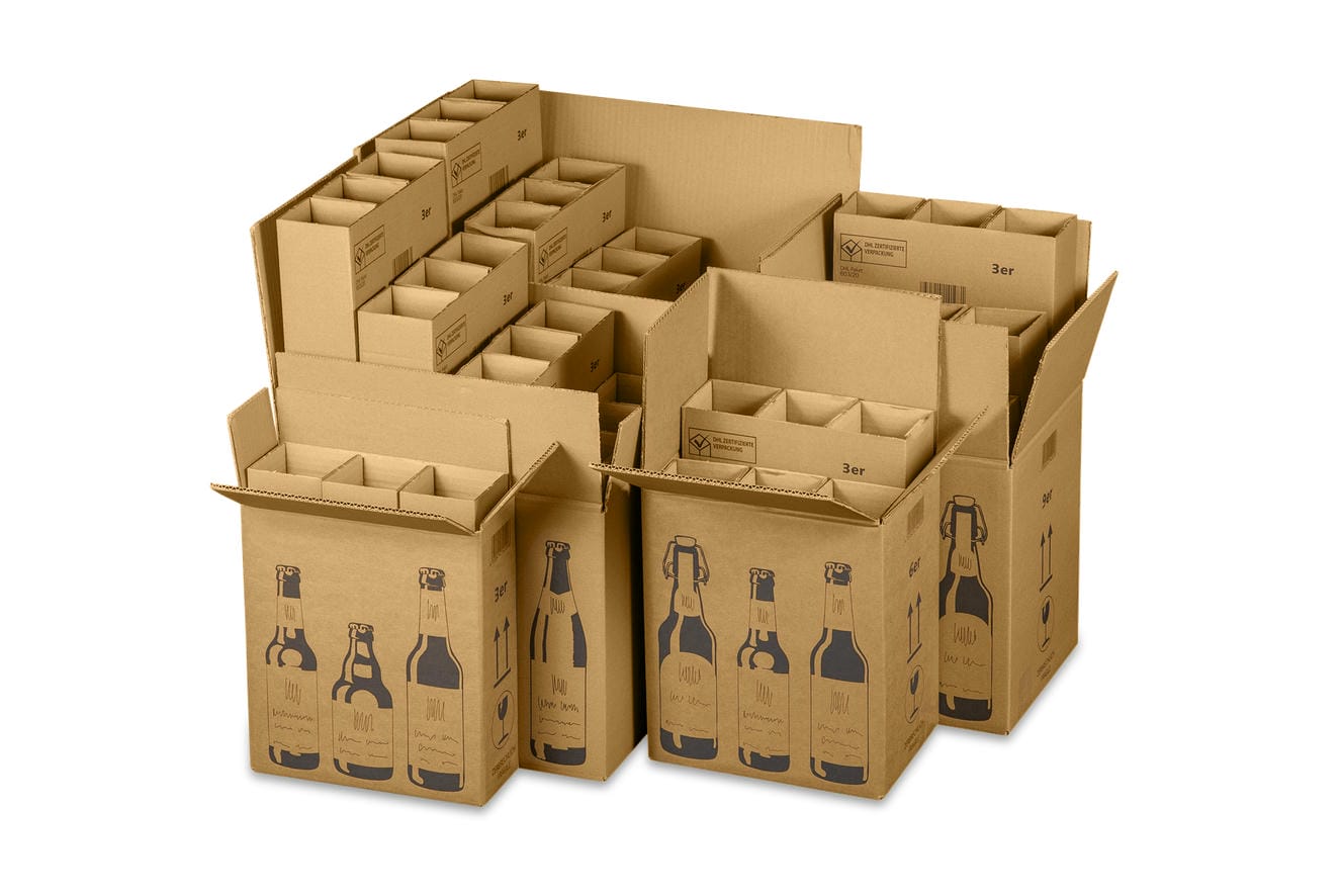 6er Versandkarton für Bierflaschen, Retail-Sets inkl. Einlage (255x175x294 mm)