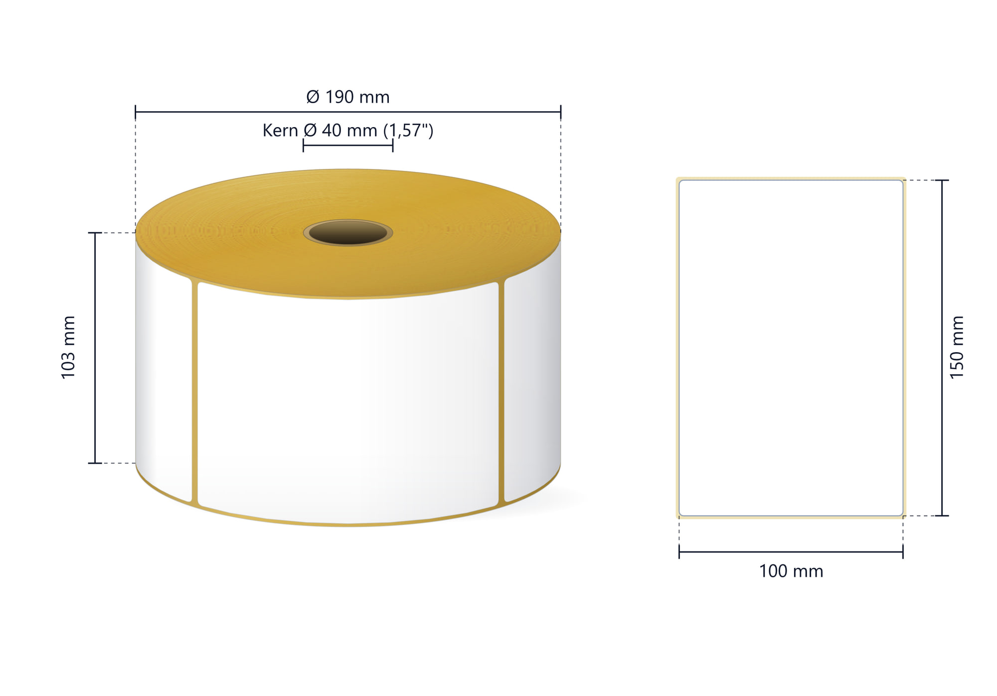 Rollenetikett Thermo ECO, 100x150 mm | 1200 Etiketten/Rolle