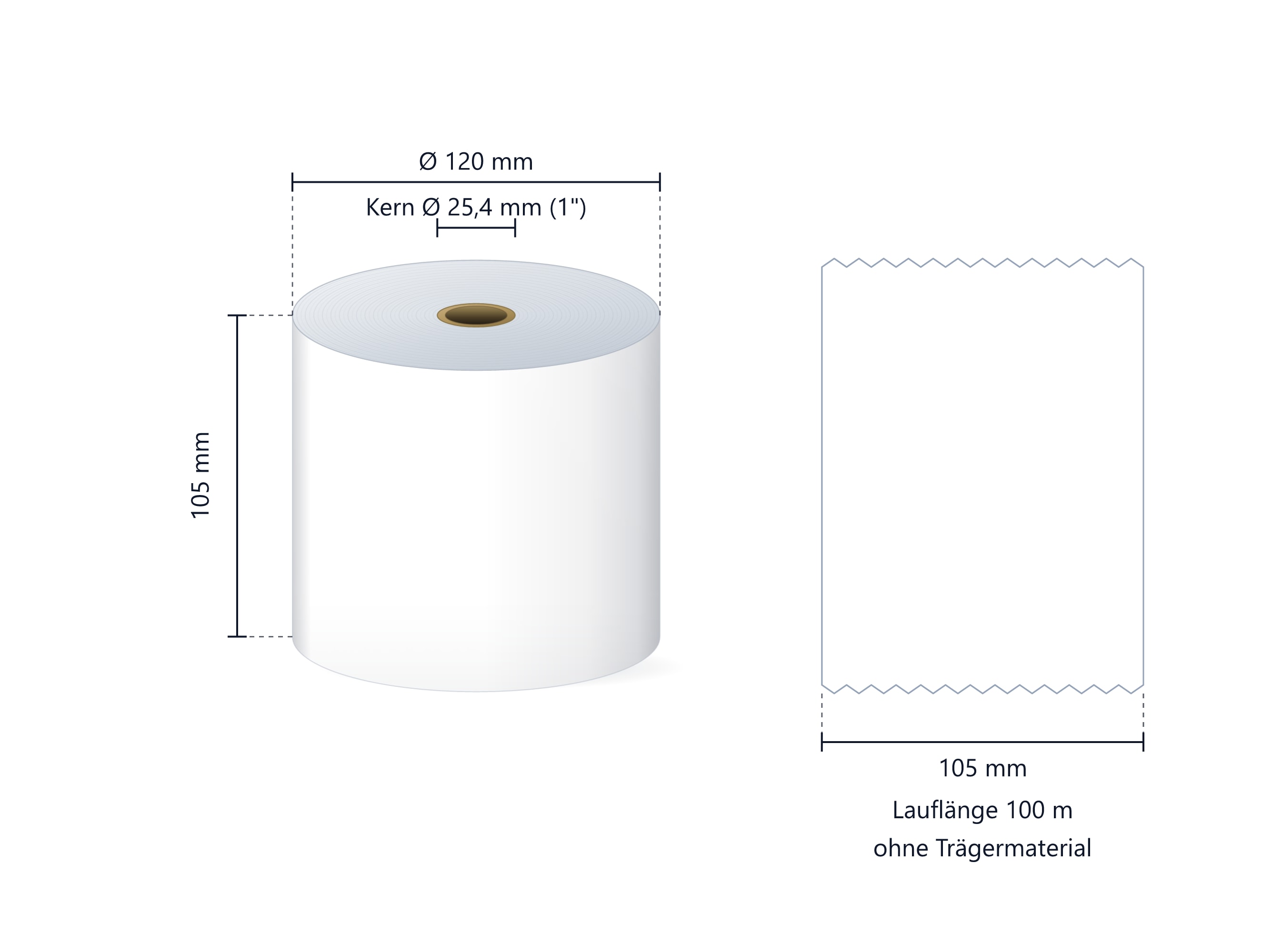 Linerless-Versandetiketten OptiCut 105 mm x 100 m, Thermodirekt, trägerlos, Rolle, 25-mm-Kern, für DPD | 1 Rolle