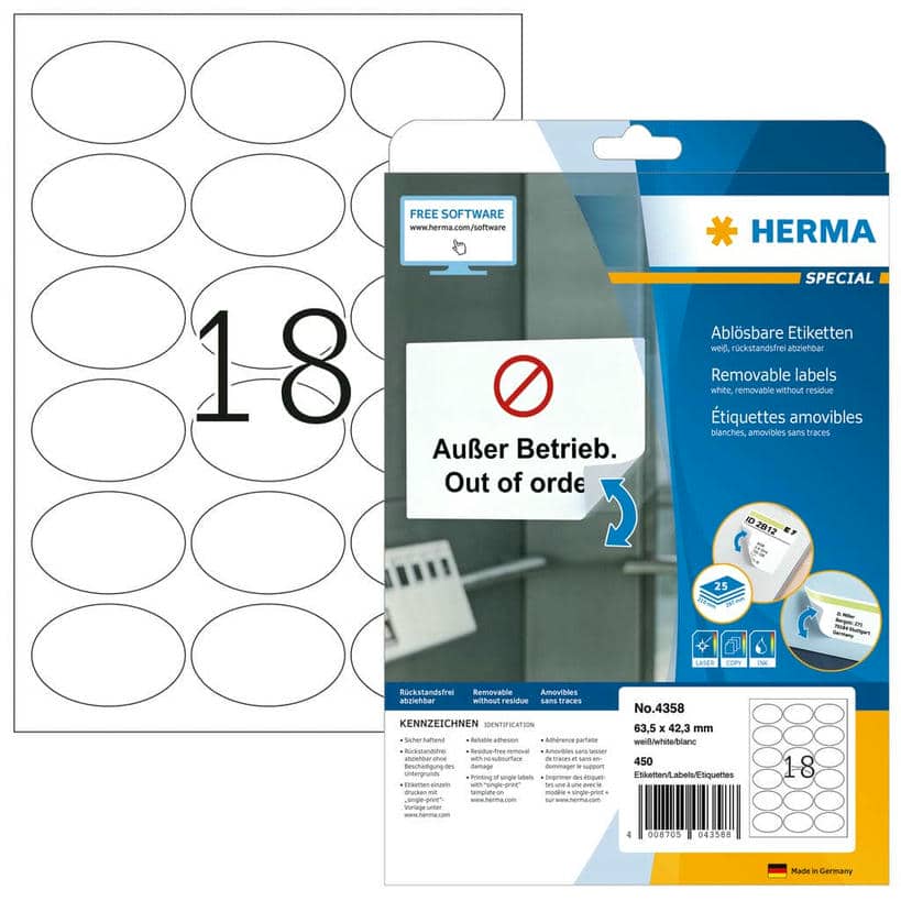 Ablösbare Etiketten – 63,5 x 42,3 mm