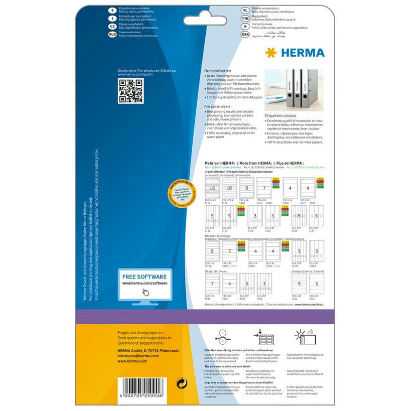 Ordner-Etiketten, blickdicht – 192 x 38 mm
