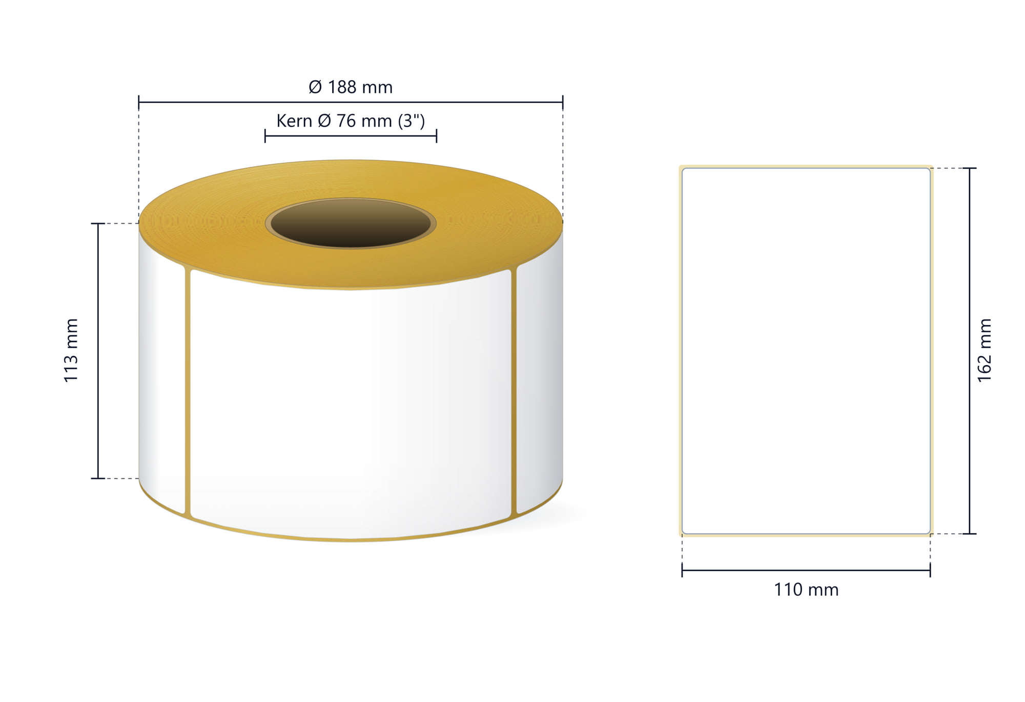 Rollenetikett Thermo ECO, 110x162 mm | 920 Etiketten/Rolle
