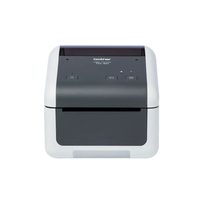 Etikettendrucker BROTHER TD-4410D, 4 Zoll, Thermodirektdruck, 203dpi, USB 2.0, seriell, grau/weiß