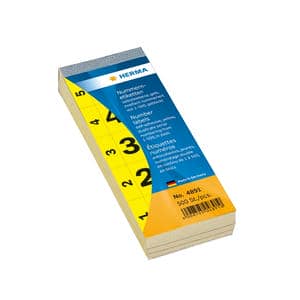 Nummernblock 1-500, gelb, selbstklebend – 28 x 56 mm