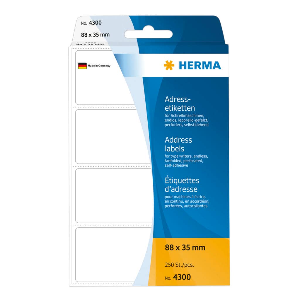 Adressetiketten für Schreibmaschinen endlos leporello-gefalzt – 88 x 35 mm