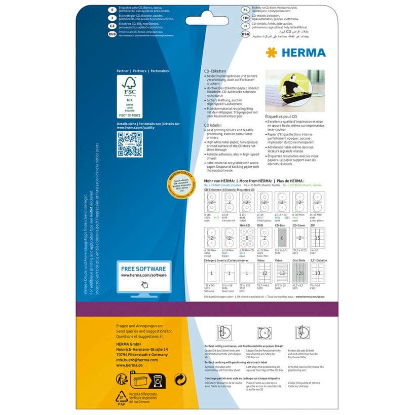 Etiketten für CD-Box Papier matt 1200 St. – 114,3 x 5,5 mm