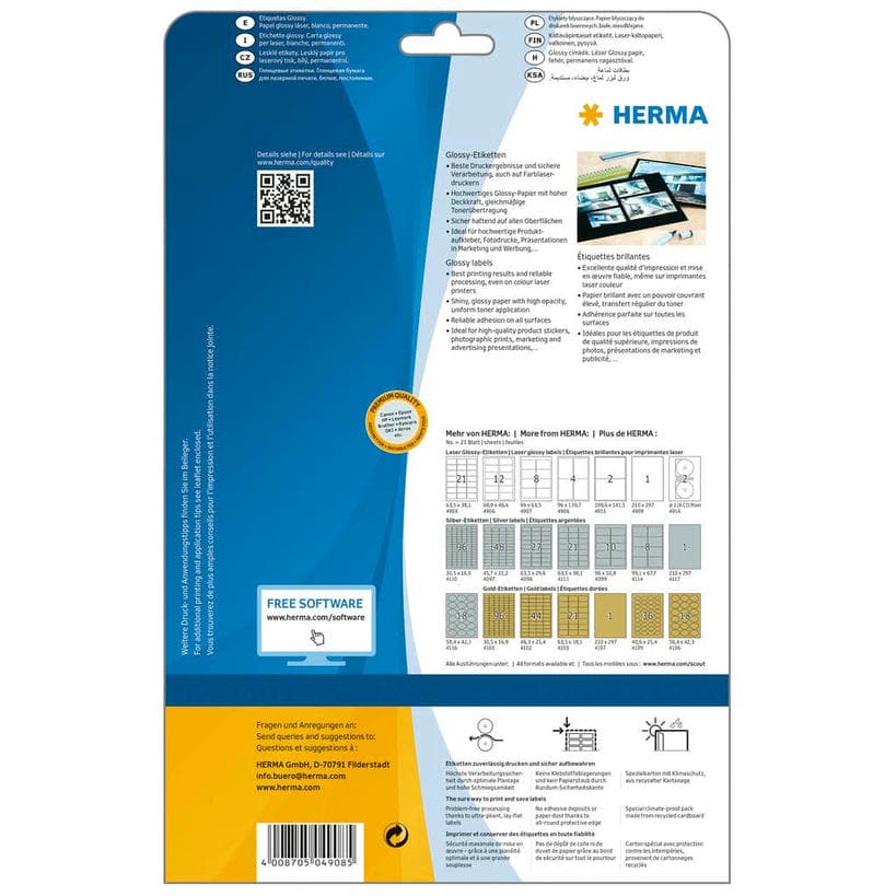 Hochglanz-Etiketten, Laserdrucker – 96 x 139
