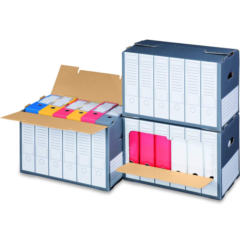 Archivbox für Ordner mit Frontklappe, farbig (498x295x322 mm)