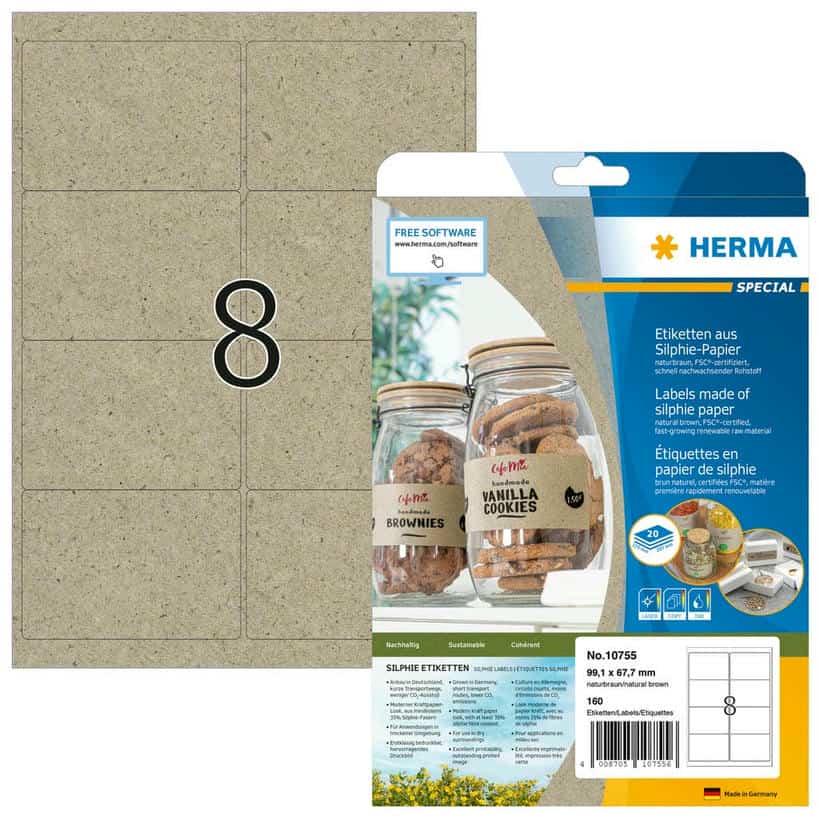 Etiketten aus Silphie-Papier, naturbraun