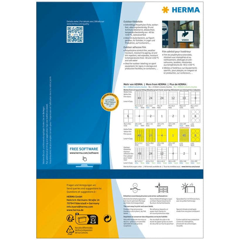 Wetterfeste Outdoor-Folienetiketten, extrem stark haftend, dehnfähig – 99,1 x 139 mm