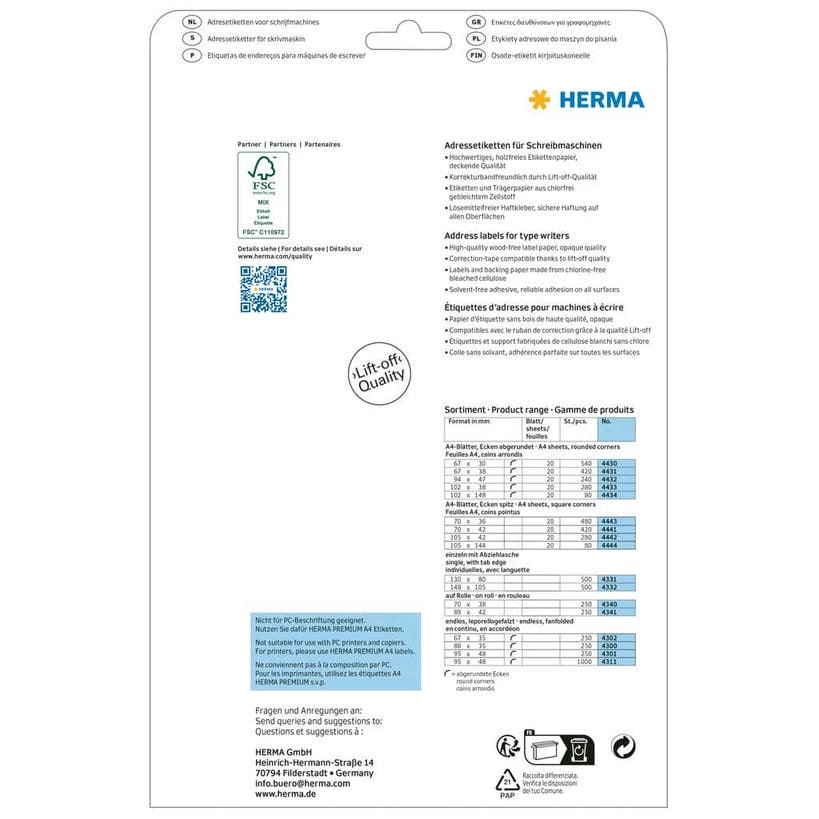 Adressetiketten für Schreibmaschinen – 102 x 38 mm