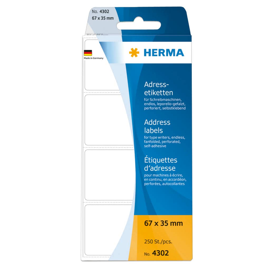 Adressetiketten für Schreibmaschinen endlos leporello-gefalzt – 67 x 35 mm