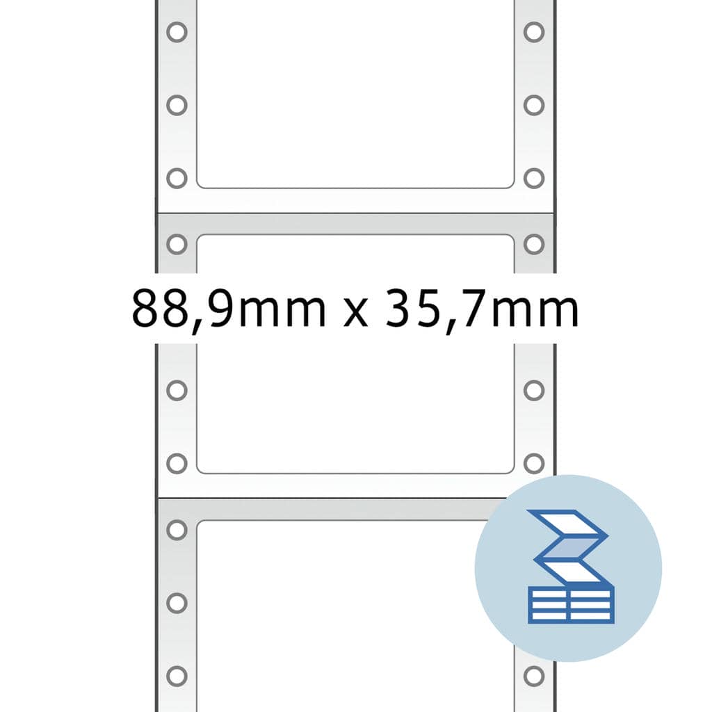 Computeretiketten endlos 1-bahnig, blau – 88,9 x 35,7 mm