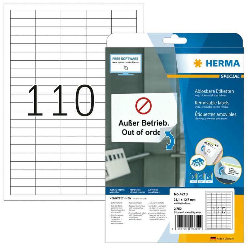 Ablösbare Etiketten – 38,1 x 12,7 mm