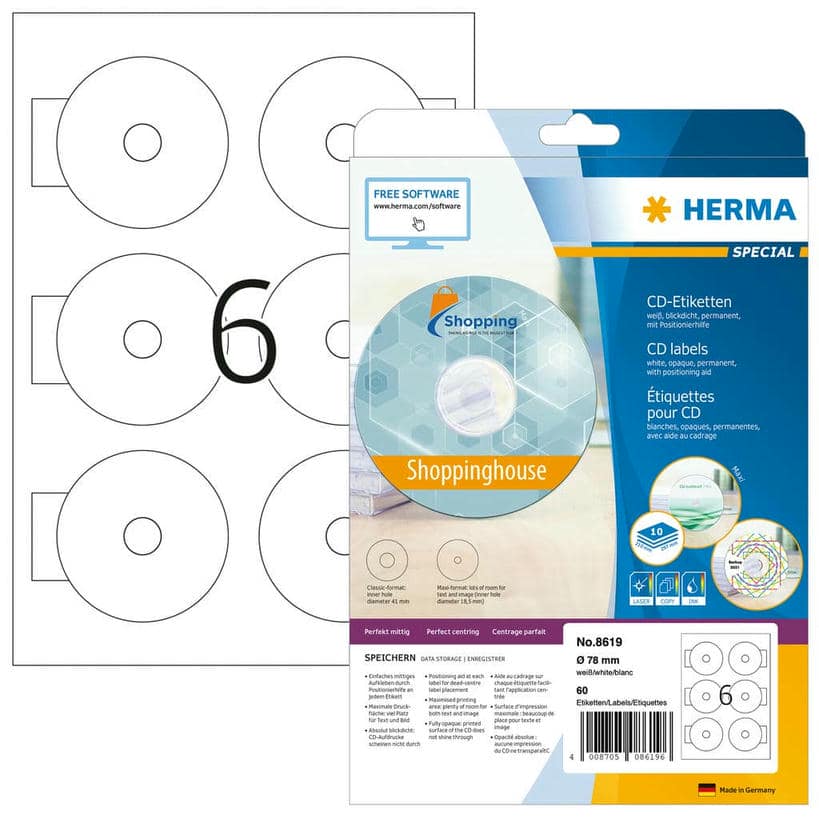 CD-Etiketten Mini, blickdicht
