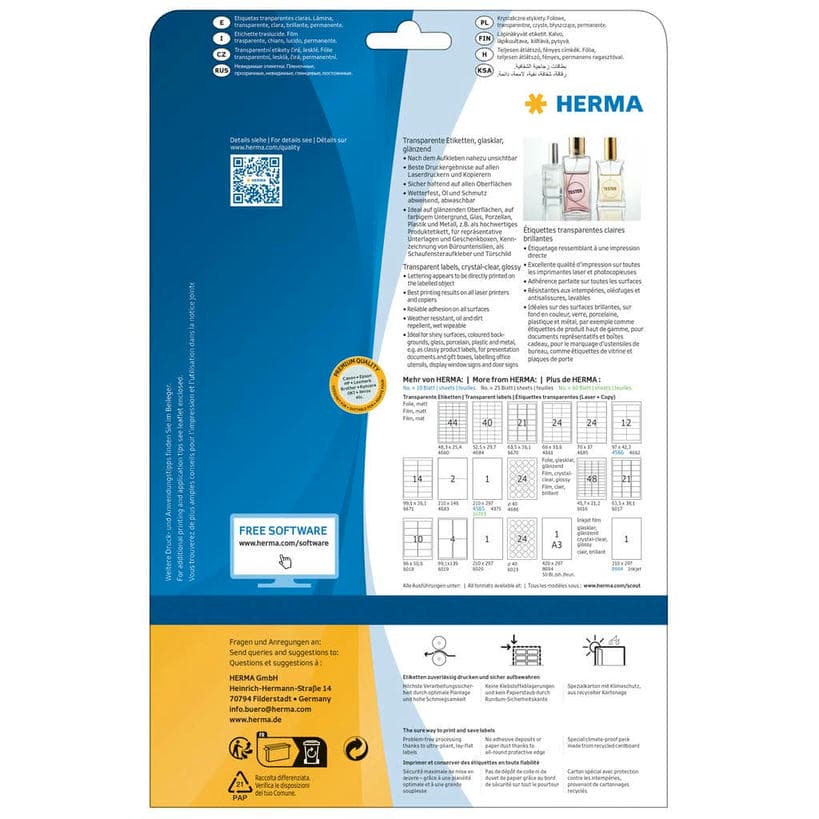 Folienetiketten, transparent, glasklar – 96 x 50,8 mm