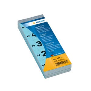 Nummernblock 1-500, blau, selbstklebend – 28 x 56 mm