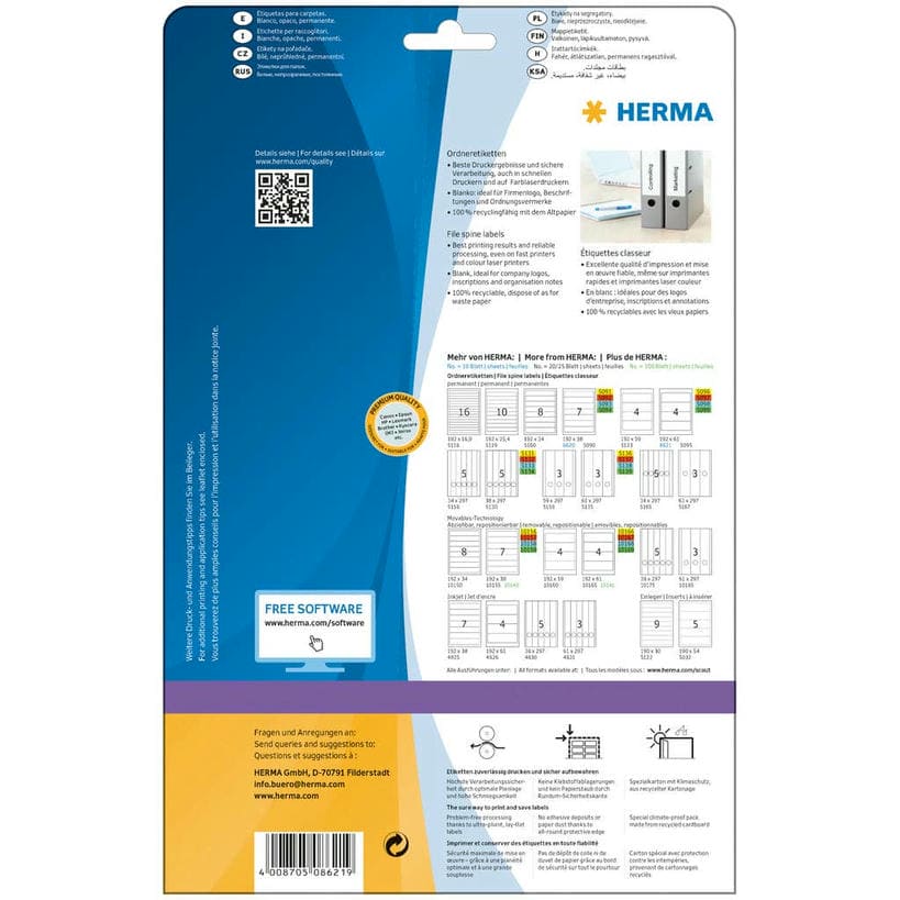 Ordner-Etiketten, blickdicht – 192 x 61 mm