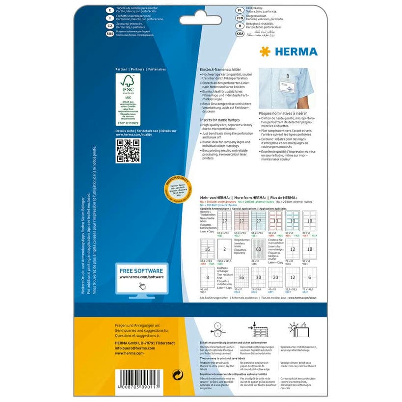 Namens-Einsteckschilder, aus Karton, nicht klebend – 90 x 54 mm