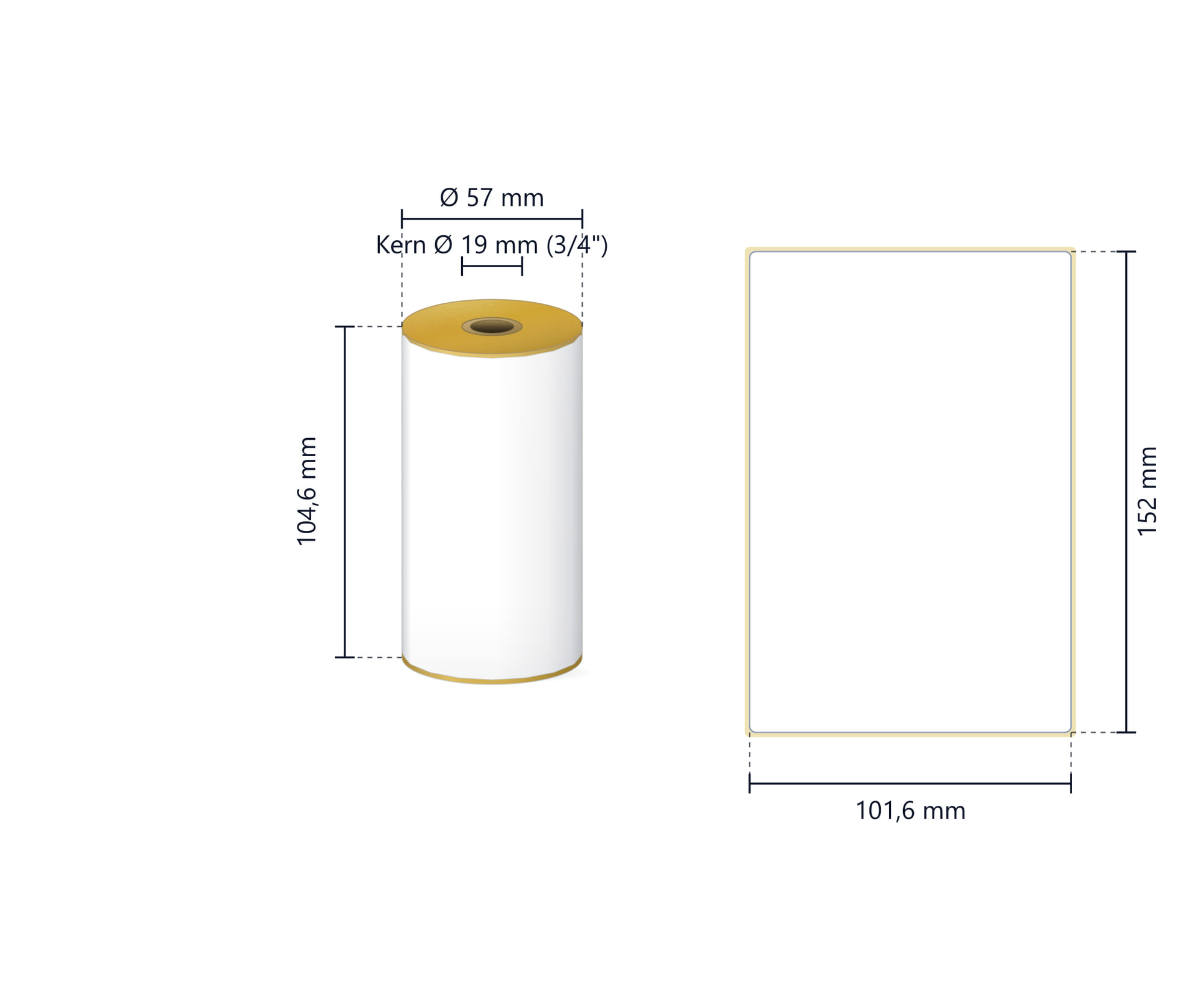 Rollenetikett Thermo ECO, 101,6x152,4 mm | 85 Etiketten/Rolle
